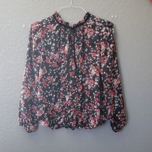 Floral chiffon long sleeve top